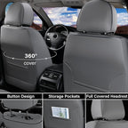 Coverado Car Seat Covers Full Set, Gray Car Seat Cover, Seat Covers for Cars, Waterproof Car Seat Protector, 5 Pieces Nappa C
