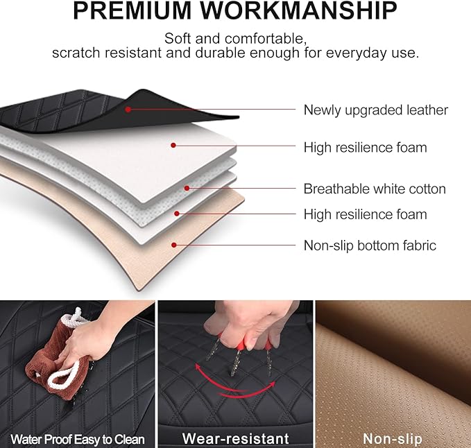 2 Pack Leather Front Car Seat Cover, Anti-Slip and Full Wrap Driver Car Seat Protectors with Storage Pocket, Luxury Waterproo