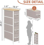 Somdot Narrow Dresser with 4 Drawers, Slim Storage Organizer Chest of Drawers with Removable Fabric Drawers for Small Spaces 