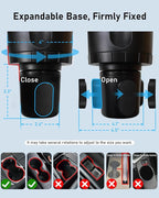 Belinous Car Cup Holder Expander with Phone Holder, 2 in 1 Car Phone Mount & Cup Holder Adapter with Adjustable 360° Rotation Gooseneck, U-shaped Handle Slot, Fits for iPhone, Samsung, Drinking Bottle