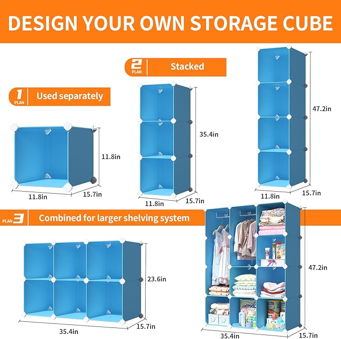 VIPZONE Baby Dresser, Kids Closet Organizers, Portable Kids Wardrobe for Closet, Bedroom, Nursery, Cubby, Cabinet, Clothes, D