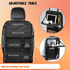 2 Pack Car Backseat Organizer with Foldable Table Tray, 12 Storage Pockets Kick Mats Protector Tablet Holder for Family Travel (Black)