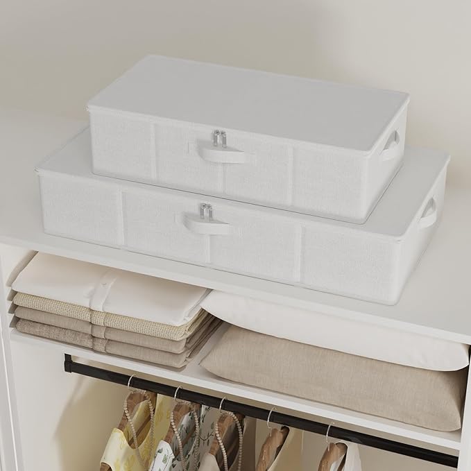 Under Bed Storage Containers, Foldable Closet Organizers with Handles, Underbed Cube Organizer Basket with Zippered, 2 Pack, 
