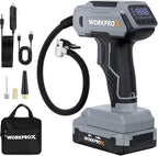WORKPROX Tire Inflator Portable Air Compressor, 150 PSI Cordless Car Tire Pump with Digital Pressure Gauge, Fast Inflation, Rechargeable Battery & 12V DC Power, for Cars, Motorcycles, Bikes, Balls