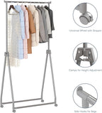 Whitmor Foldable Garment Rack - Rolling Clothes Rack - Adjustable Height Garment Rack, Heavy Duty Foldable Clothes Rack with 