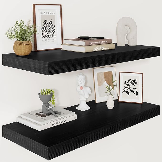 Vivelove 2" Thick Floating Shelves for Wall 30 Inches Long, 12" Deep Wall Shelves, for Bedroom, Bathroom, Living Room, Kitche
