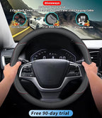 Custom-Fit Leather Steering Wheel Cover for Cadillac, A-Style, Non-Slip, Breathable