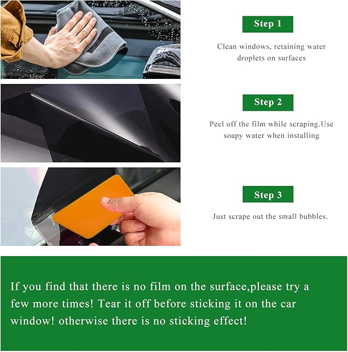2 PCS Windshield Tint Strip, 51.18"×7.87" Car Window Sun Visor Tints Film with Scraper, Universal Front Windscreen Heat Control Tint Strip Styling Decoration for Car Truck SUV RV