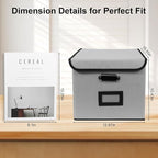 File Storage Box with Lid, 15.55x12.87x10.43 Inches, Foldable Organizer with Handles & Label Slot, for File Storage, Home, Of