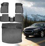 Floor Mats for Chevy Malibu 2013 2014 2015, Also for 2016 Chevrolet Malibu Limited, 8th gen Malibu Floor Mats for Malibu LS LT LTZ Eco, 1st & 2nd Row & Cargo Liner, TPE Anti-Slip Waterproof Duty
