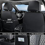 Coverado Car Seat Covers Full Set, Nappa Leather Seat Covers for Car, Waterproof Car Seat Protector with Lumbar Support, Auto