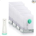 NUTICT 12 Pack Vacuum Storage Bags for Travel with Rechargeable Electric Pump, Long-Term Reusable Vacuum Seal Bags for Clothe