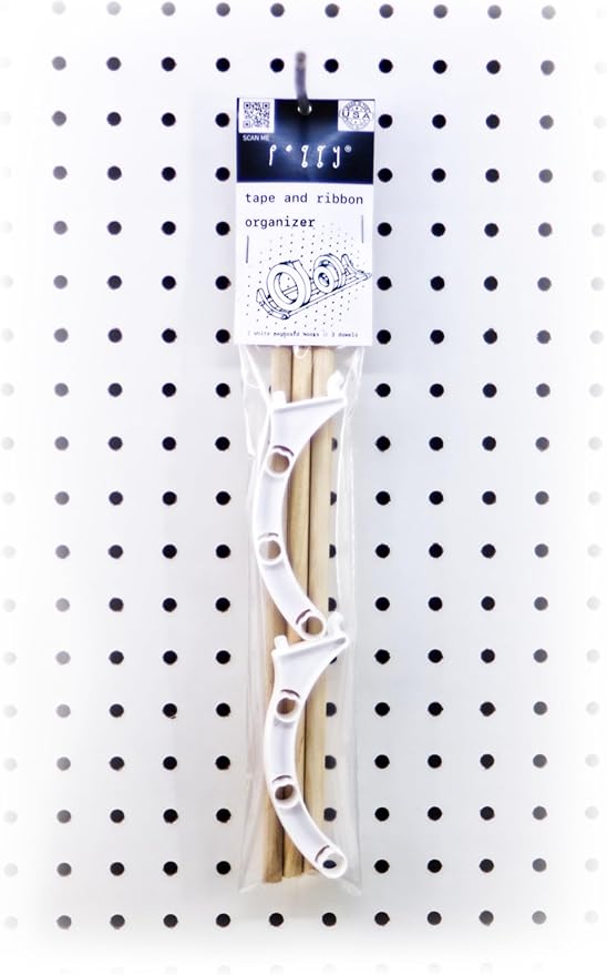 PEGGY Pegboard Organizer 12in Kit for Tapes, Ribbons & More - Efficient Craft Storage 1PK White