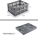 Aebeky 3-Pack Plastic Collapsible Storage Crates-30L,Foldable Plastic Crates for Storage (Gray)