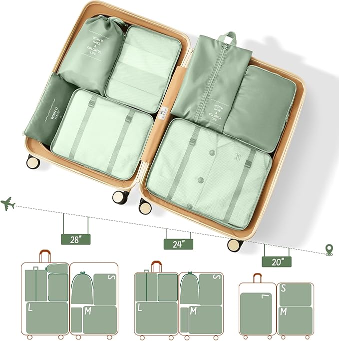 Packing Cubes for Travel - 8 Set Luggage Organizer Bags for Family, Mesh Breathable Travel Packing Cubes for Suitcases Durabl