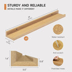 Fun Memories Picture Ledge Shelf for Wall, Floating Shelves Set of 4, 24 Inch Long Nursery Book Shelves for Toys Storage, Kid