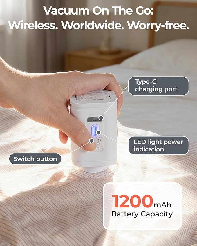 BAGSMART Vacuum Bags for Travel with Rechargeable Air Pump, Portable Space Saver Bags for Travel & Home, Vacuum Compression S