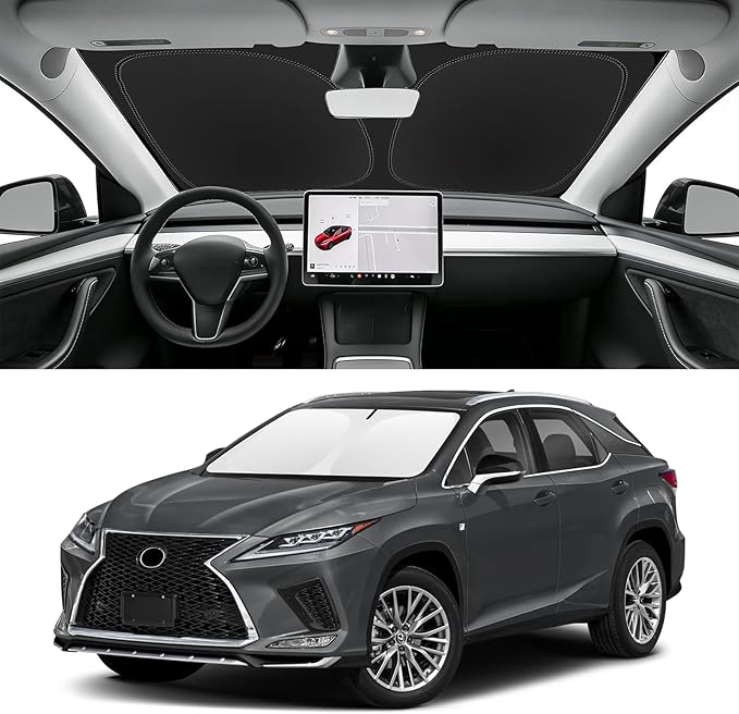 Custom Fit Windshield Sun Shade for Lexus RX 2016-2022, Blocks UV & Heat, Front Window Sunshade Accessorie, Easy Fold & Store Keep Your Car Cooler
