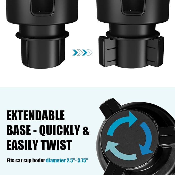 Upgraded Car Cup Holder Expander Adapter with Offset Adjustable Base, Compatible with Yeti 14/24/36/46oz Ramblers, Hydro Flas