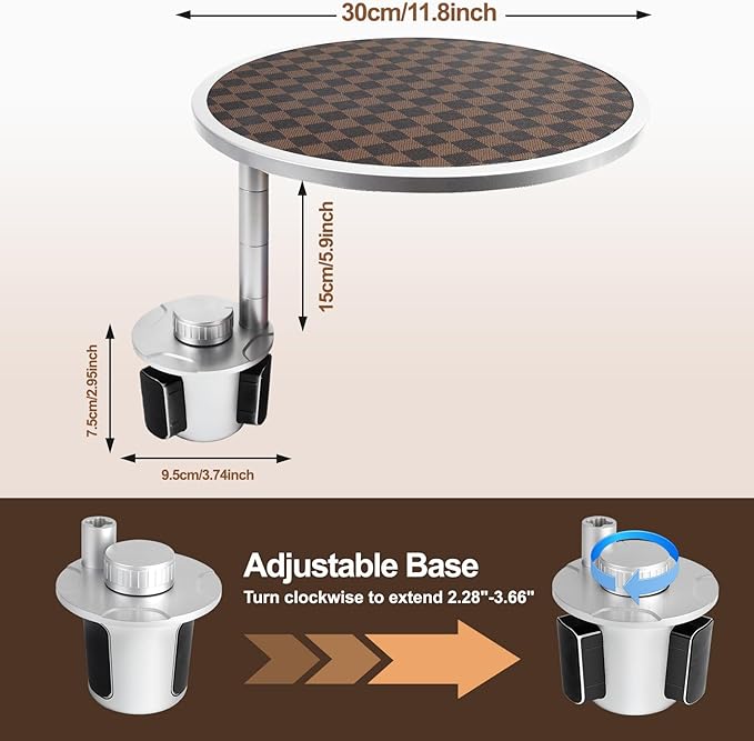 Car Tray Table & Car Desk for Laptop with 2 Risers and Anti-Slip Pad, 360° Rotating Cup Holder for Working and Eating Compatible with Tesla Model 3/Y/S, Ford F150/Explorer/Maverick & Most Vehicles/EV