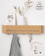 GEMAPOCO® Key Holder Wall Mount with 5 Retractable Hooks, 17-inch Finland-Designed Key Hanger with Shelf, Modern Coat Rack Wa
