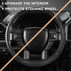 GIANT PANDA Car Steering Wheel Cover for Ford F150 F250 F350 Expedition 15.5-16 inches - Gray