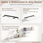 8 Inch Square Floating Shelves for Wall 3 Pack, 8"D Wood Grain Bathroom Shelves with Invisible Brackets, Easy Install Enginee