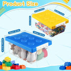 Vicenpal 4 Pack Toy Storage Containers with Lids Brick Shaped Kids Toy Organizer Box Plastic Clear Stackable Bin Chest for Bu