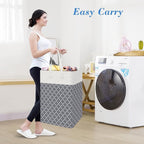 BlissTotes 3-Pack Laundry Basket, Freestanding＆Waterproof Laundry Hamper, Collapsible Tall Clothes Hamper with Easy Carry Han