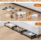 Under Bed Storage with Wheels,Under Bed Storage Containers with Clear Lids, Under-Bed Organizers for Clothes, Shoes – Durable