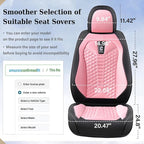 Coverado Front Seat Covers, 2 PCS Pink Seat Cover for Cars, Breathable Fabric& Faux Leather Seat Cover, Driver Seat Cushion, 