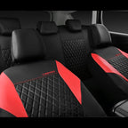 CAR PASS Red Leather Seat Covers Full Set-Universal Quilting Pretty Girly Car Seat Cover with 5mm Composite Sponge Inside,Air
