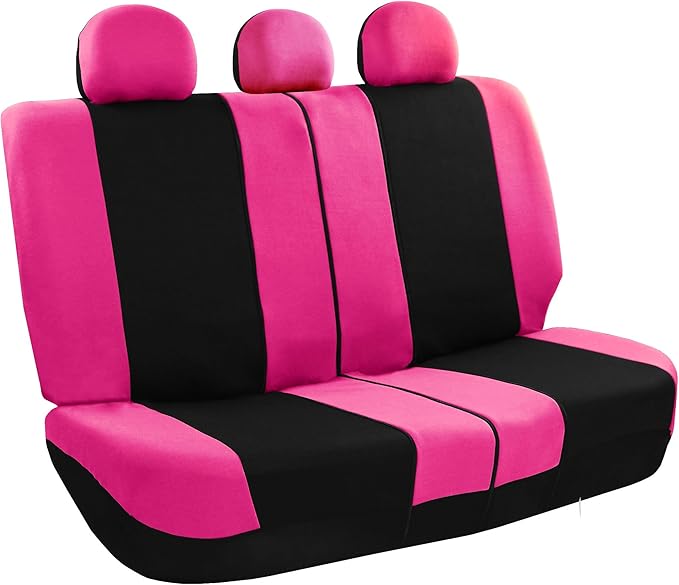 FH Group Car Seat Covers Rear Set Cloth - Universal Fit Automotive Seat Covers, Low Back Front Seat Covers, Solid Back Seat C