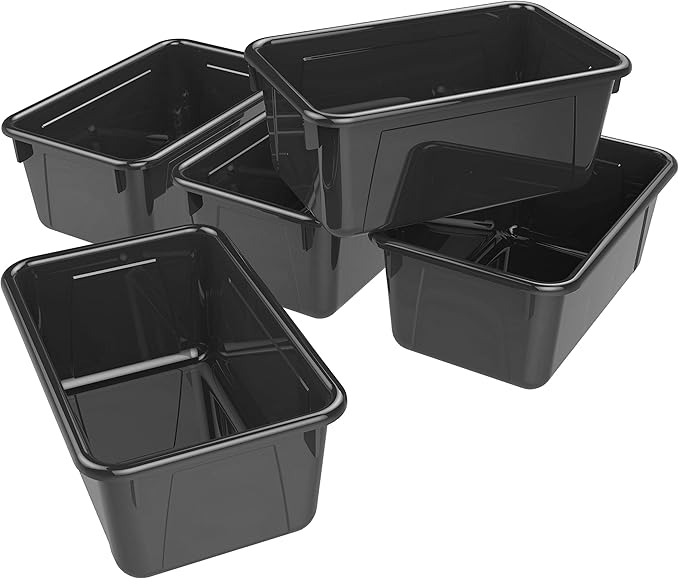 Storex Small Cubby Bin, 7.8 x 12.2 x 5.1 Inches, Black, 5-Pack (62466E05C)