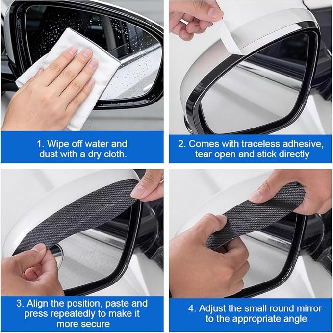 Blind Spot Mirror 2 Pcs Car Side HD Frameless Convex Mirror, 3x Larger Blindspot View, Wide Angle Rearview with Rain Guard for Family Car SUVs