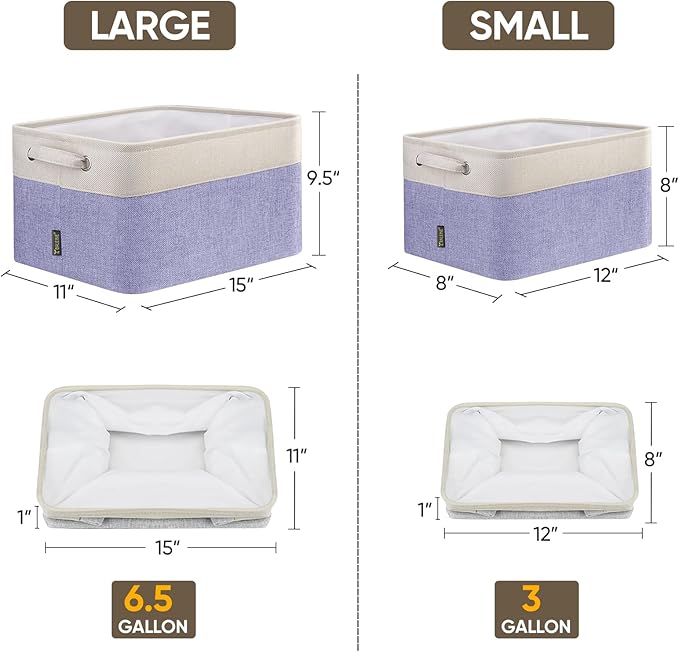 BALEINE 4 Pack Fabric Closet Storage Bins for Shelves, Linen Closet Organizers and Storage, Decorative Baskets for Organizing