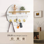 dreampossible Key Holder Wall Mount - 10.2 Inch Decorative Key Rack and Mail Organizer with 8 Key Hooks - Wooden Key Hanger w