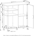 Furinno Helena Multipurpose Storage Cabinet/Shelves,Printer Stand with Lockable Wheels, Stainless Steel Tubes, White Oak/Chro
