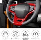 for Ford Bronco 2021 2022 + Interior Steering Wheel Panel Cover Compatible with Ford Bronco 2021 2022+ (ABS,1PC,Red)