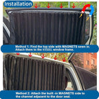 Ovege Car Window Shades 4pcs - Side Window Sun Shades, Silky UV Protection Privacy Baby Suction Magnetic (Black-Opaque, Front&Back 4pcs)