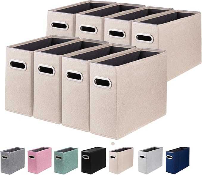 8 Packs Letter Size File Organizer, File Folders Organizer, Fabric Storage Box, Collapsible Paper Organizer with Metal Handle