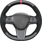MEWANT Hand Stitched Steering Wheel Cover for Tesla Model 3 2017-2023 / Model Y 2020-2023 for Tesla Model 3/Y Accessories