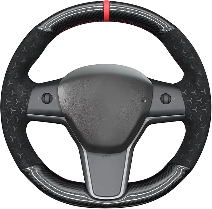 MEWANT Hand Stitched Steering Wheel Cover for Tesla Model 3 2017-2023 / Model Y 2020-2023 for Tesla Model 3/Y Accessories