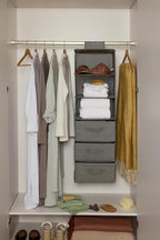 Amazon Basics 6-Tier Hanging Closet Organizer with Removable Drawers for Sweaters, 6.9"D x 13.6"W x 12.2"H, Grey