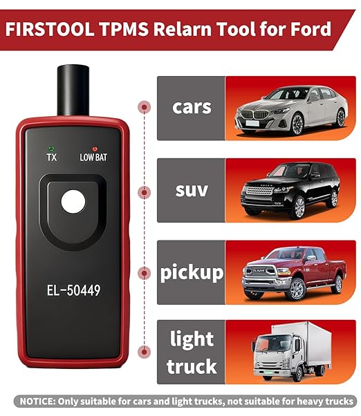 Ford TPMS Relearn Tool with Battery, FIRSTOOL EL-50449 TPMS Reset Tool, Tire Sensor Programmer Tire Pressure Sensor Reset for