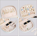 ProCase Travel Size Jewelry Box, Medium Portable Seashell-Shaped Jewelry Case, 2 Layer Mini Jewelry Organizer in PU Leather f