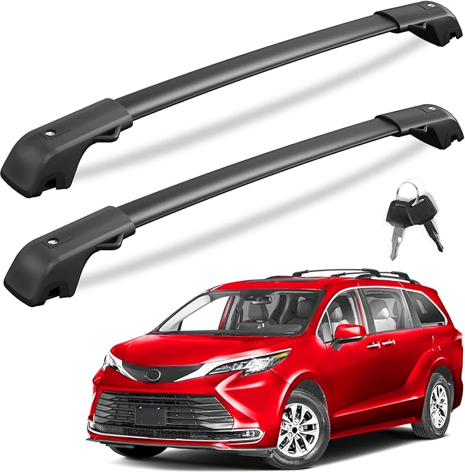 KINGGERI 300Lbs Lockable Roof Rack Cross Bars Compatible with Toyota Sienna 2021 2022 2023 2024 2025 2026, Anti-Theft Aluminum Roof Rails Crossbars Rooftop Cargo Basket Carrier Bag Luggage Rails