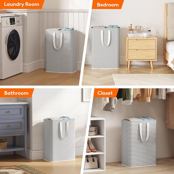 Lifewit 1 Pack Laundry Basket 65L Each, Collapsible Clothes Hamper with Reinforced Handles, Freestanding Waterproof Design fo