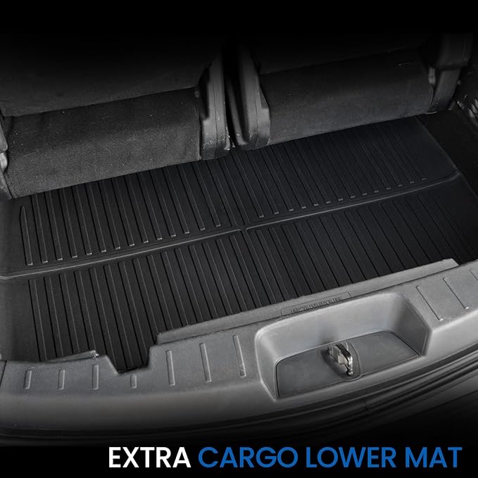 Floor Mats Cargo Mat Set for 2015-2019 Ford Explorer 7 Seats, All Weather TPE Cargo Liner Trunk Lower Mat Door Sill Guards Accessories (15-19 | 7 Seats Floor Mats Set)