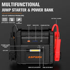 AsperX 6000A Car Jump Starter, Battery Jumper Starter Portable for 12V Vehicles (for All Gas or up to 12L Diesel) - Car